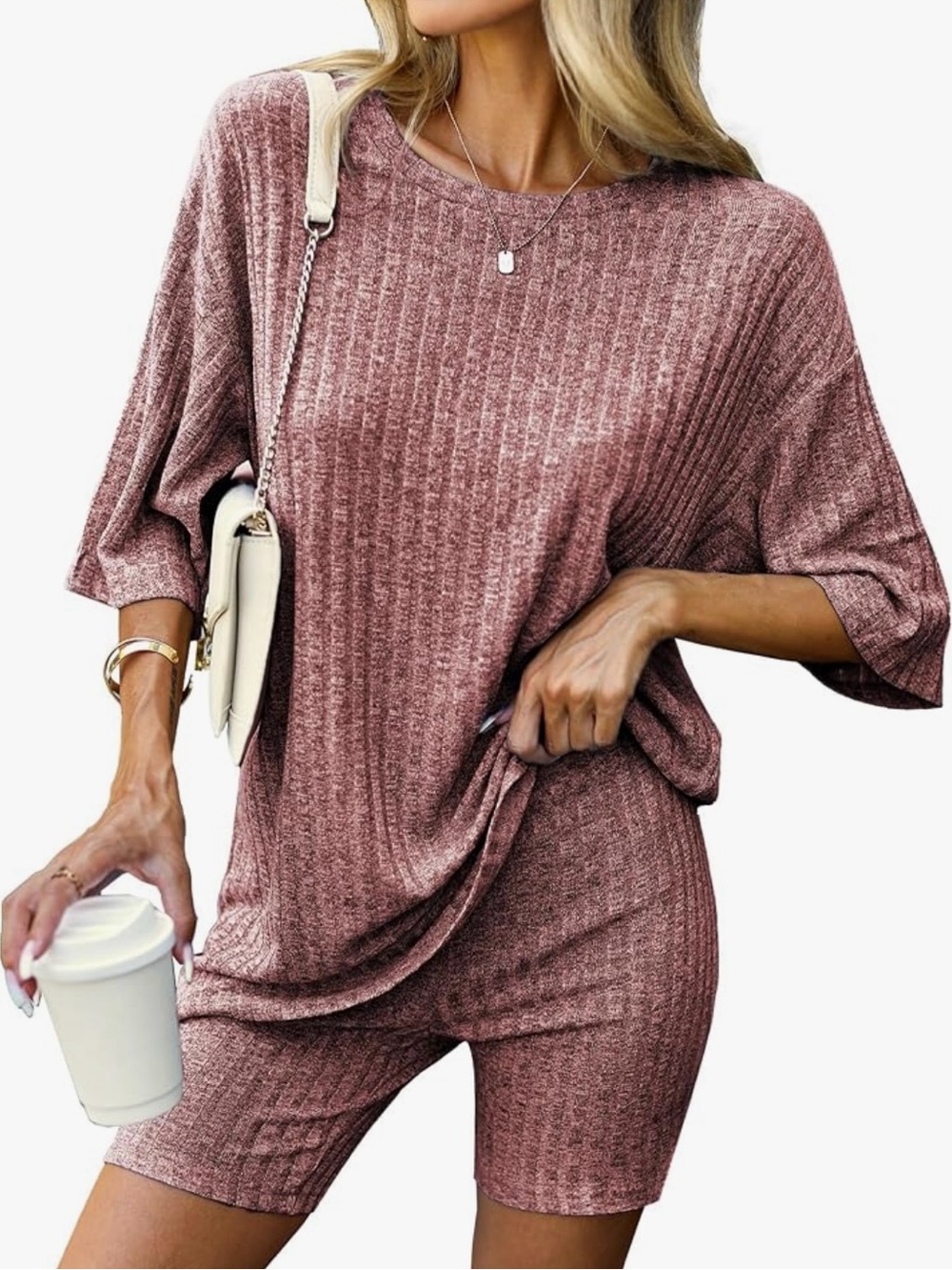 Ekouaer ribbed knit lounge set